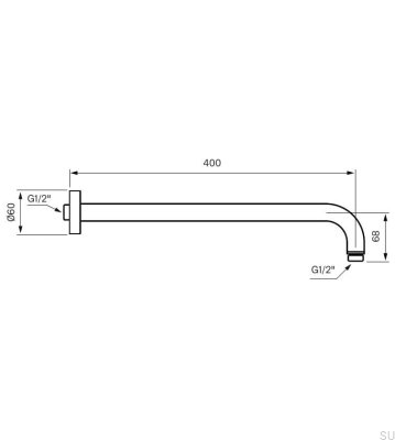 Ramię prysznicowe ścienne 380 ZSOF034 Miedziane Szczotkowane Nielakierowane