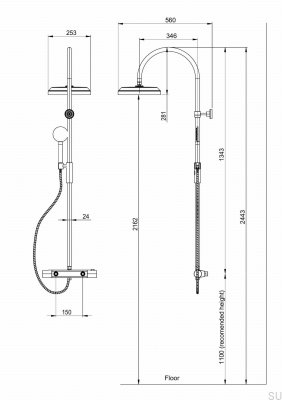 Zestaw prysznicowy ARM5300-150 Mosiężny Miodowe Złoto