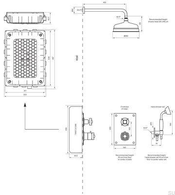 Zestaw prysznicowy BOX0268 ED2 Classic Mosiężny Polerowany Nielakierowany