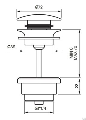 Uniwersalny korek do umywalki 68400 Mosiężny Czarny Chrom