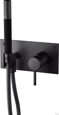 Bateria prysznicowa ze słuchawką i wężem BOX011-364 Mosiężna Czarna Matowa