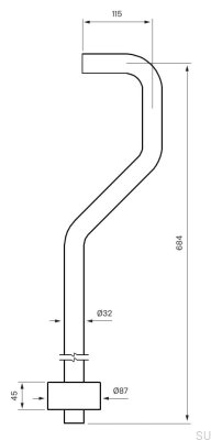 Rura do syfonu typu S XA22 Miedziana Szczotkowana Nielakierowana