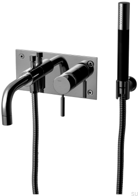 Bateria wannowo-prysznicowa ze słuchawką i wężem BOX026 Mosiężna Czarny Chrom