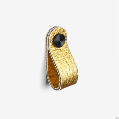 Gałka meblowa Pina złota z czarnym Pinatex