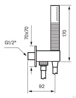 Zestaw prysznicowy BOX300/300 SQUARE Mosiężny Polerowany Nielakierowany