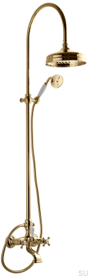 Zestaw prysznicowy Classic z wylewką wannową XCOL022-150 Mosiężny Polerowany Nielakierowany