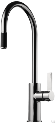 Bateria kuchenna z wyciąganą wylewką  ARM185 Mosiężna Chromowana