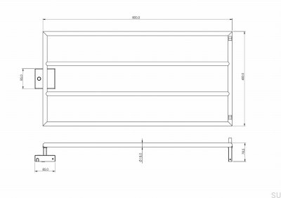 Grzejnik łazienkowy TW400-800 Stalowy Brązowy Szczotkowany