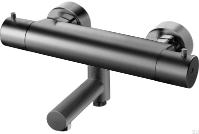 Bateria wannowo-prysznicowa termostatyczna EVM022-150 Mosiężna Czarny Chrom Szczotkowany