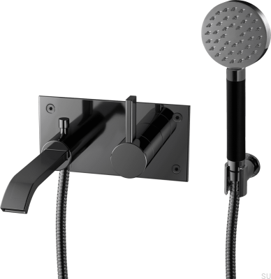 Bateria wannowa ścienna termostatyczna ARM036 Mosiężna Czarny Chrom