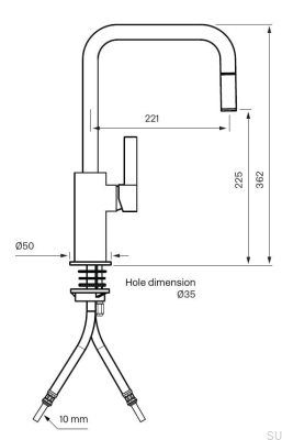 Bateria kuchenna z wyciąganą wylewką ARM577 Mosiężna Chromowana