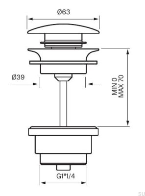 Uniwersalny korek Pop-up Arch74400 Mosiężny Żółty