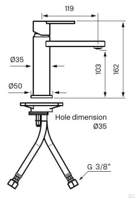 Bateria umywalkowa LIN071 Mosiężna Chromowana