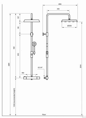 Zestaw prysznicowy ARM7200-150 Miedziany Szczotkowany Nielakierowany