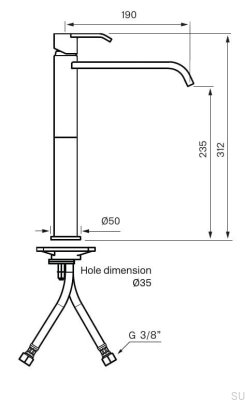 Bateria umywalkowa wysoka VIC081 Mosiężna Brązowa