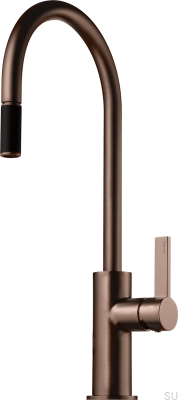 Bateria kuchenna z wyciąganą wylewką  ARM185 Mosiężna Brązowa