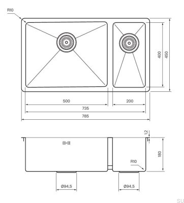 Zlewozmywak kuchenny Diskho 7040 Stalowy Mosiądz Polerowany PVD