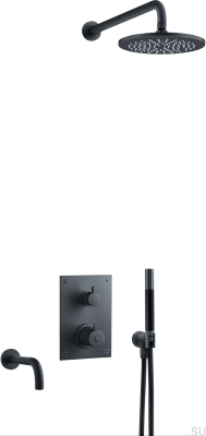 Zestaw prysznicowy z termostatyczną baterią ciśnieniową BOX7368 ED2 Mosiężny Czarny Mat