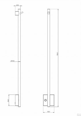Grzejnik łazienkowy TW750-85 Stalowy Czarny Chrom PVD