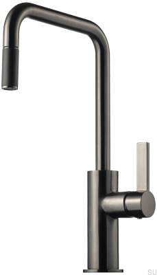 Bateria kuchenna z wyciąganą wylewką ARM985 Mosiężna Czarny Chrom Szczotkowany 