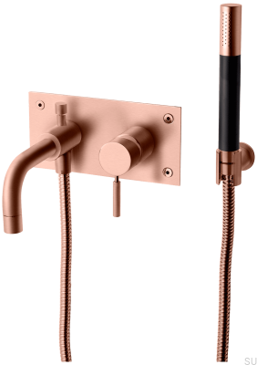 Bateria wannowo-prysznicowa ze słuchawką i wężem BOX026 Miedziana Szczotkowana Nielakierowana