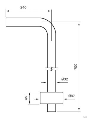 Rura do syfonu typu L XA21 Miedziana Szczotkowana Nielakierowana