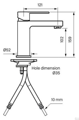 Bateria umywalkowa RIN071 Mosiężna Czarna Matowa