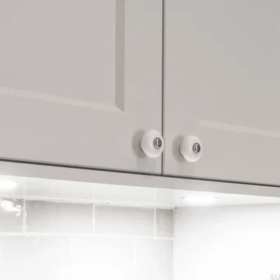 Gałka meblowa 409 Porcelanowa chrom polerowany