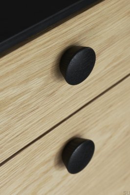 Gałka meblowa Beret 45 Drewniana Dębowa Czarna