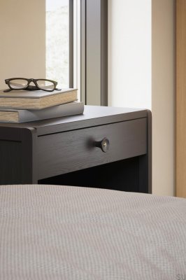 Gałka meblowa Recta 38 Drewniana Jesion Czarna ze Złotym