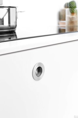 Uchwyt meblowy wpuszczany Round 50 Stalowy Srebrny Satynowy