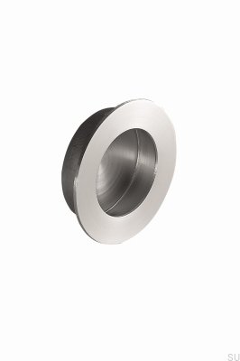 Uchwyt meblowy wpuszczany Round 65 Stalowy Srebrny Satynowy