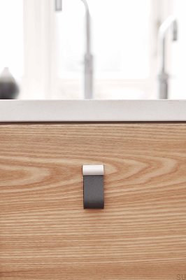 Gałka meblowa Strap 16 Skórzana Brązowa ze Srebrnym