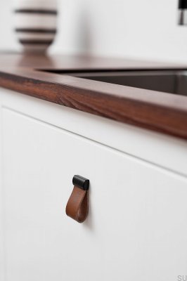 Gałka meblowa Strap 16 Skórzana Brązowa z Czarnym