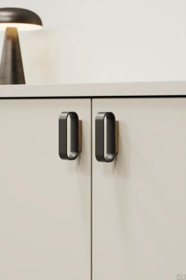 Uchwyt meblowy podłużny Race 32 Drewniany Dębowy z Czarnym Matem