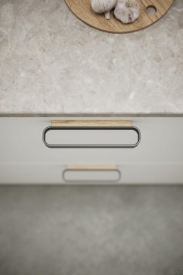 Uchwyt meblowy podłużny Race 96 Drewniany Dębowy z Czarnym Matem