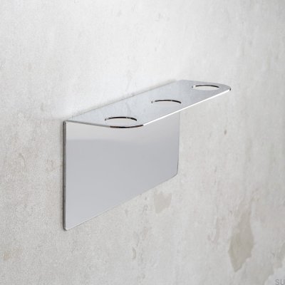 Uchwyt na dozownik do mydła potrójny Stalowy Chrom Polerowany