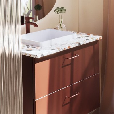 Uchwyt meblowy podłużny Thread 128 Metalowy Reddish Brown