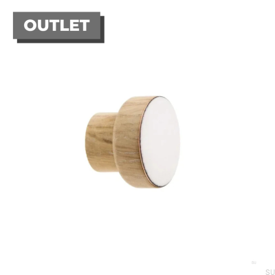 Gałka meblowa Simple Drewniana Emaliowana Biała Olej Biały