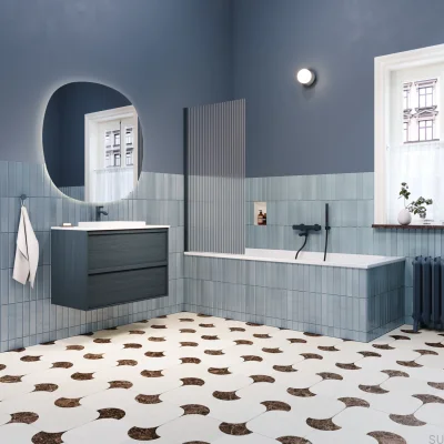  Bateria wannowo-prysznicowa termostatyczna EVM026-150 Mosiężna Deep Blue