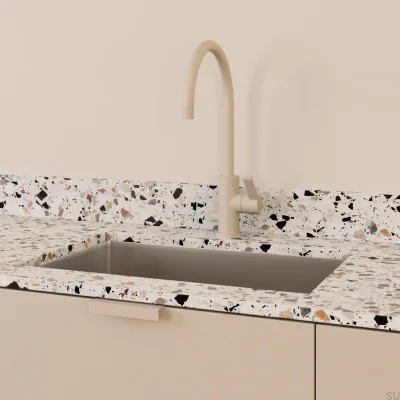 Bateria kuchenna z zaworem do zmywarki ARM184 Mosiężna Greige