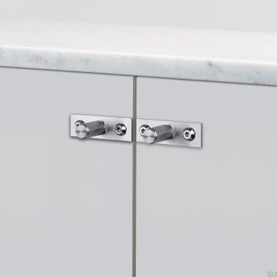 Gałka meblowa z podkładką Linear Plate 12 Stalowe Srebrne (zestaw)