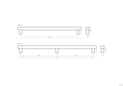 Uchwyt meblowy podłużny jednostronny Moon Big 384 Aluminiowy Brązowy Szczotkowany