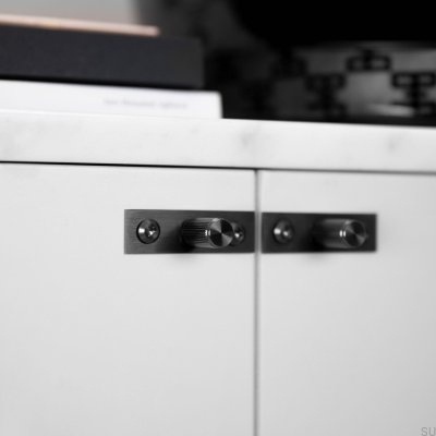 Gałka meblowa z podkładką Linear Plate 12 Stalowe Gun Metal (zestaw)