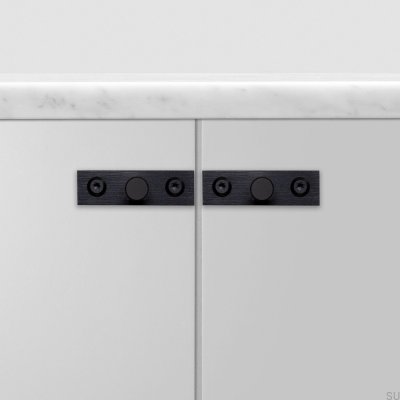 Gałka meblowa z podkładką Linear Plate 12 Stalowe Czarne (zestaw)