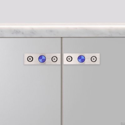 Gałka meblowa z podkładką Linear Plate 12 Stalowe Stal Palona (zestaw)