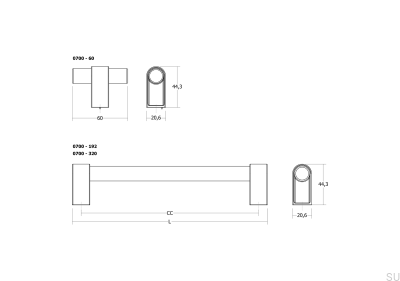 Gałka meblowa T-Bar Casey 60 Aluminiowa Czarna Tytanowa Polerowana