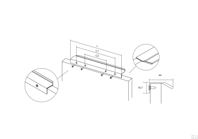 Uchwyt meblowy krawędziowy Vann 100 Aluminiowy Czarny Tytanowy 