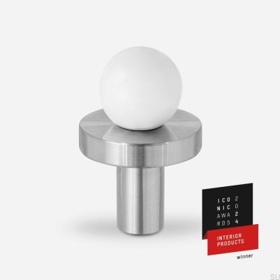 Gałka meblowa Pola Mosiężna Biała ze Stalową Podkładką