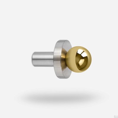 Wieszak Pola W Mosiężny Polerowany ze Stalową Szczotkowaną Podkładką